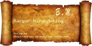 Barger Mirandolina névjegykártya
